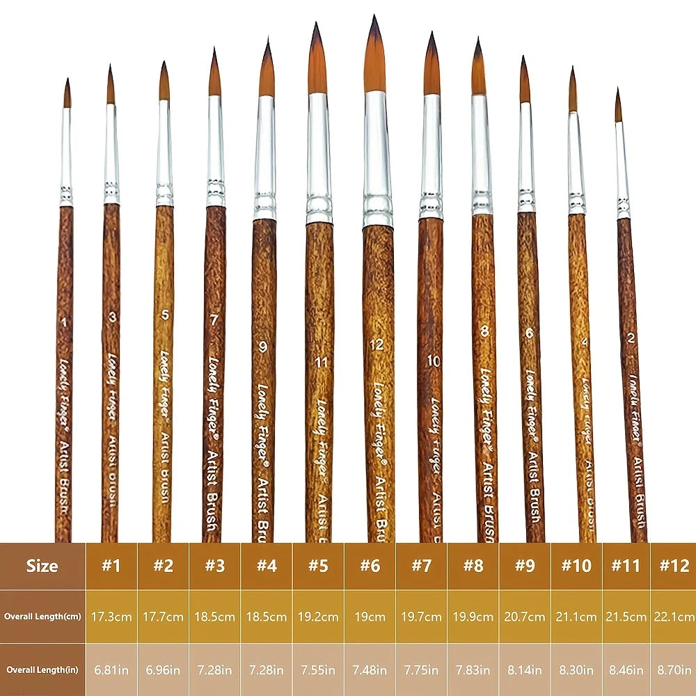 Lonely Finger 12 Piece Synthetic Nylon Artist Paint Brush Set