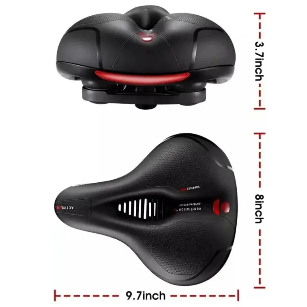 Hollow Breathable Bike Seat Cushion Widened Soft Bicycle Saddle With Taillight for Mountain & Road Cycling