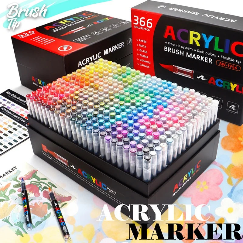 Acrylic Brush Markers for Fabric Rock Ceramic and DIY Crafts