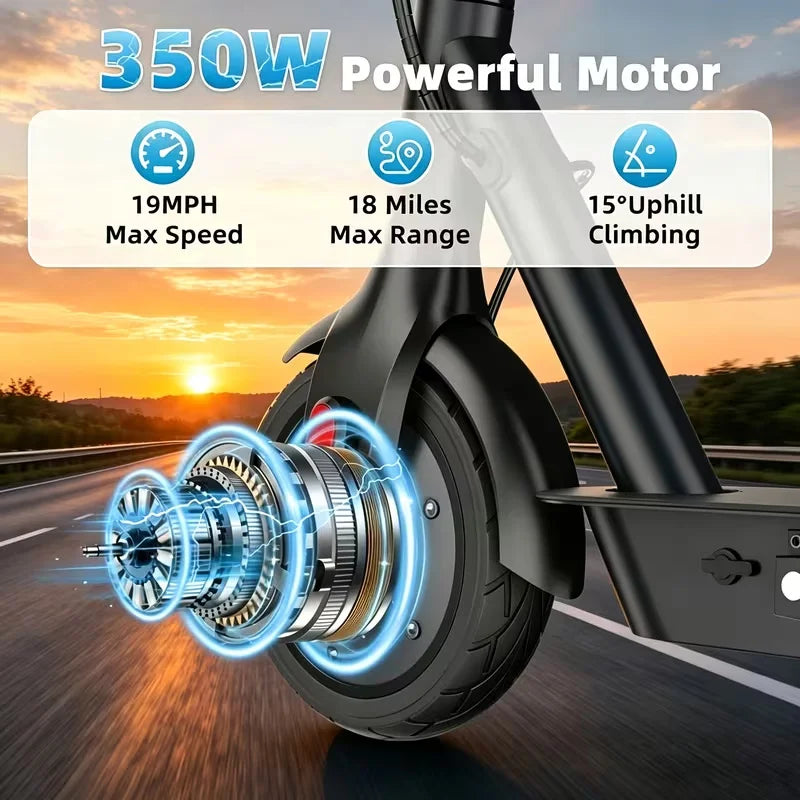Portable Folding Electric Scooter With Solid Tires And LED Lights