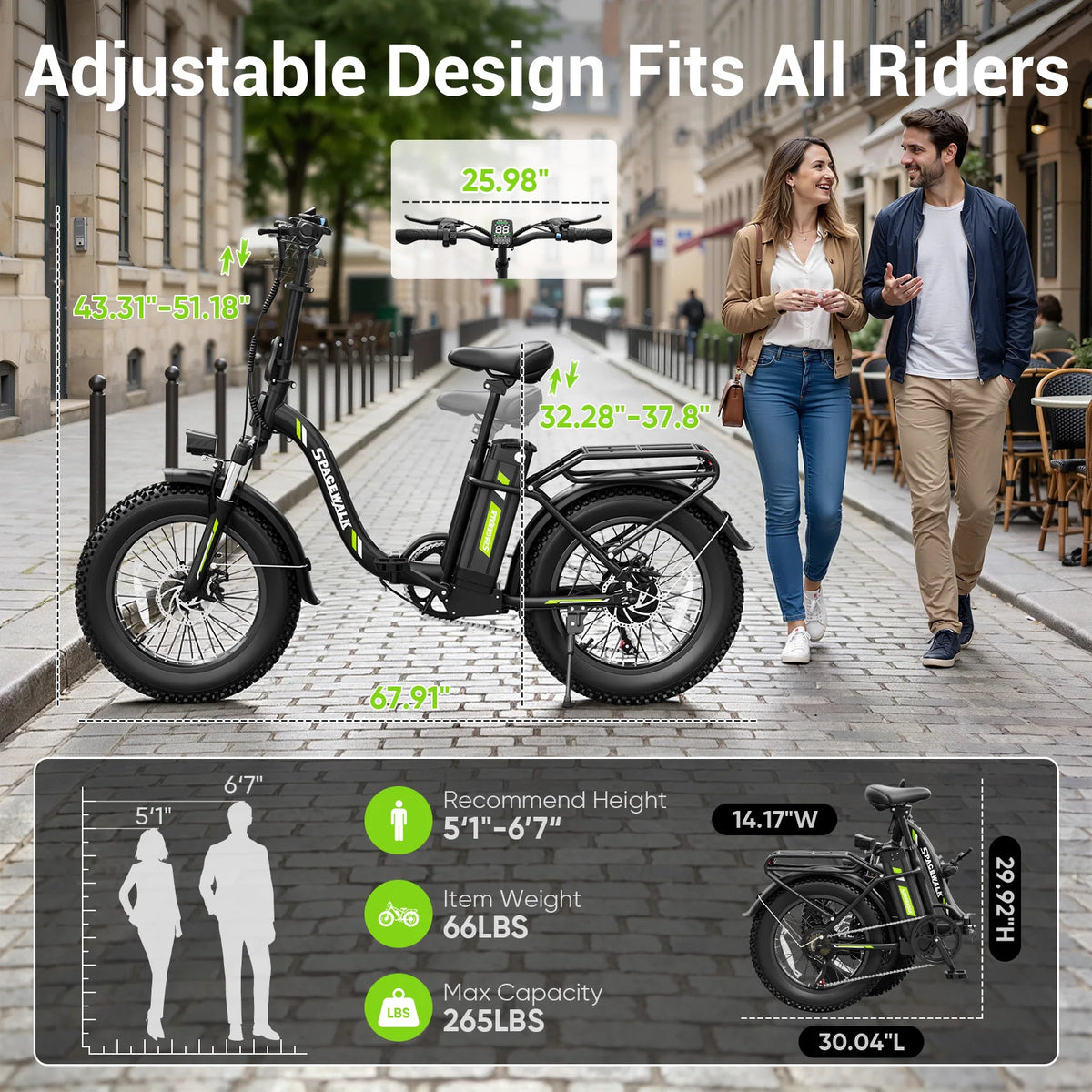 Eilleo Spacewalk Foldable Electric Bike With Removable Battery