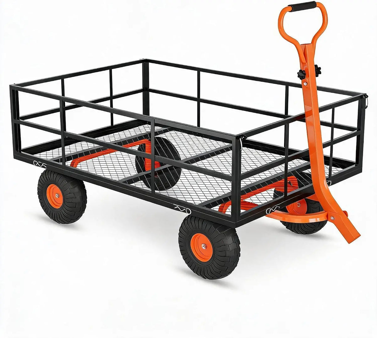 Tacleekii Heavy Duty Steel Garden Wagon With Removable Mesh Sides