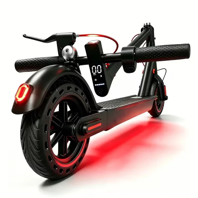 Portable Folding Electric Scooter With Solid Tires And LED Lights