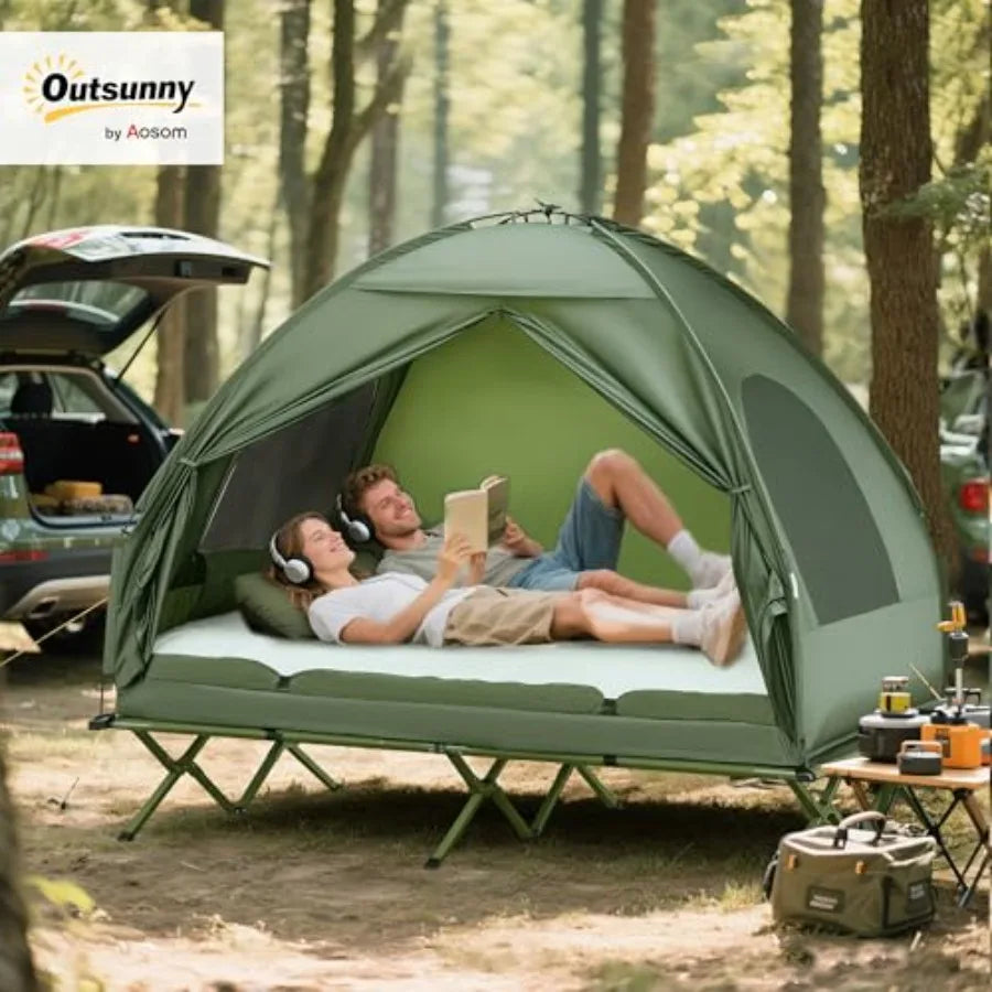 Premium Two Person Foldable Camping Cot Tent With Air Mattress