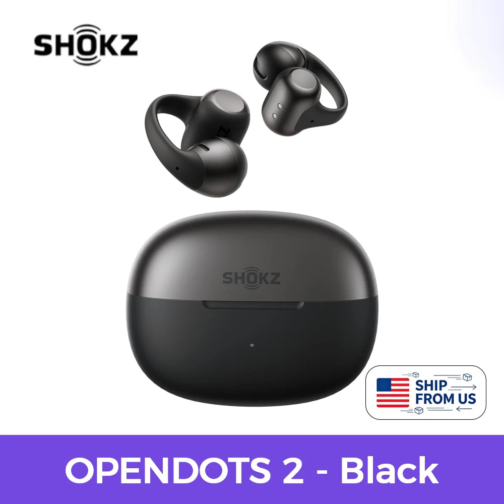 Shokz OpenDots 2 Open-Ear Bluetooth Earbuds With Wireless Charging