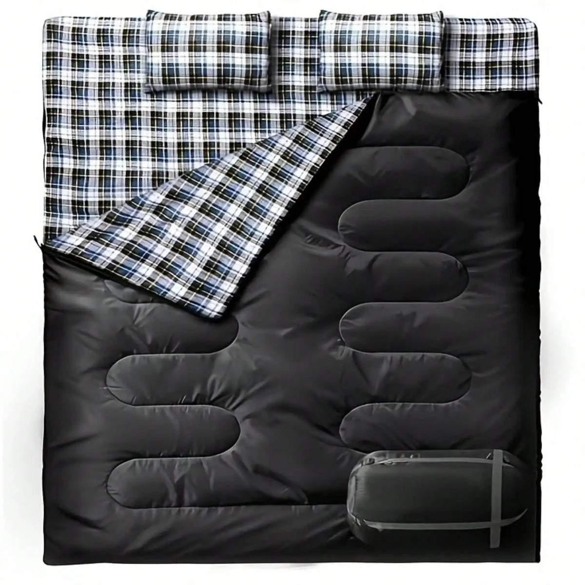 Double Camping Sleeping Bag With Two Pillows For Cold Weather