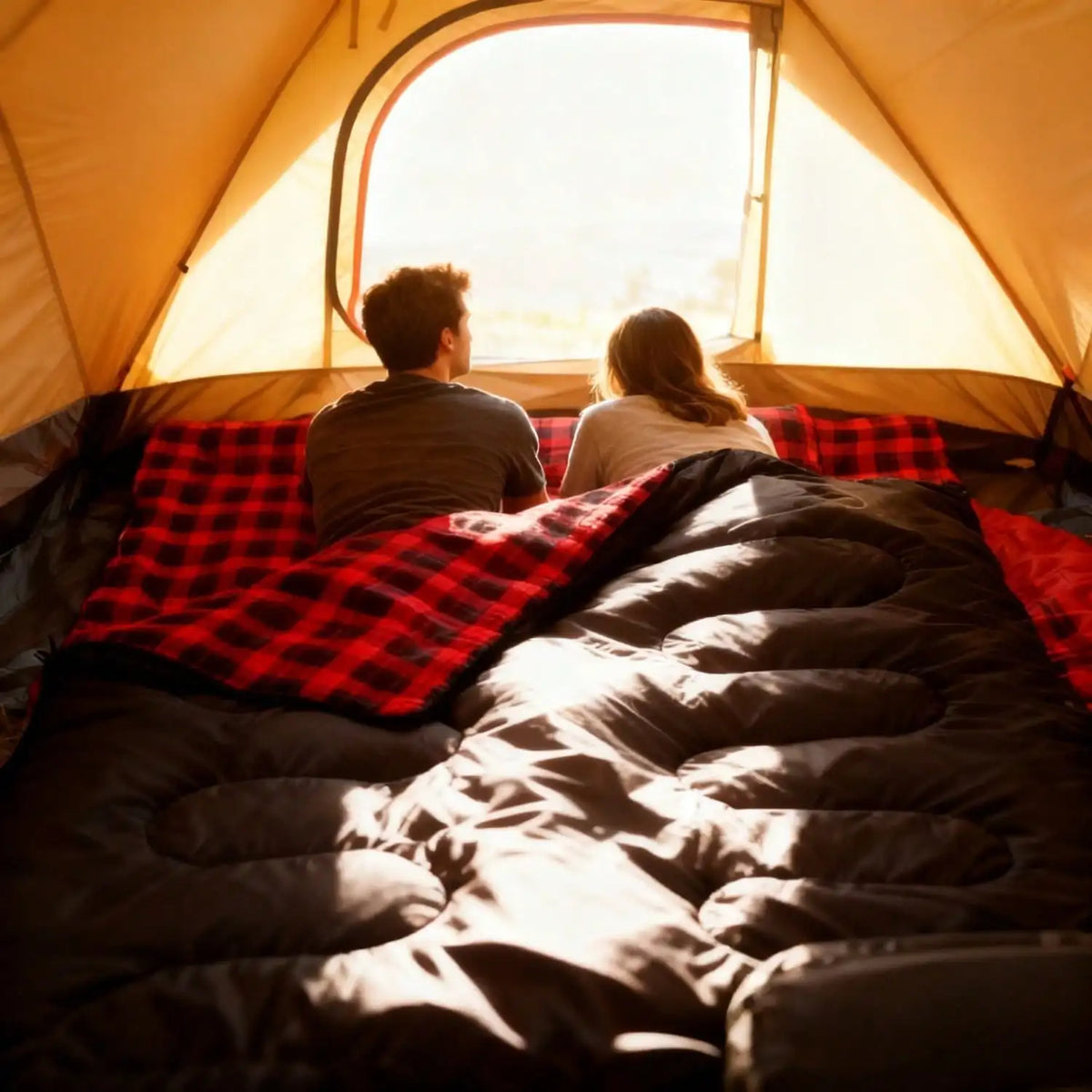 Double Camping Sleeping Bag With Two Pillows For Cold Weather