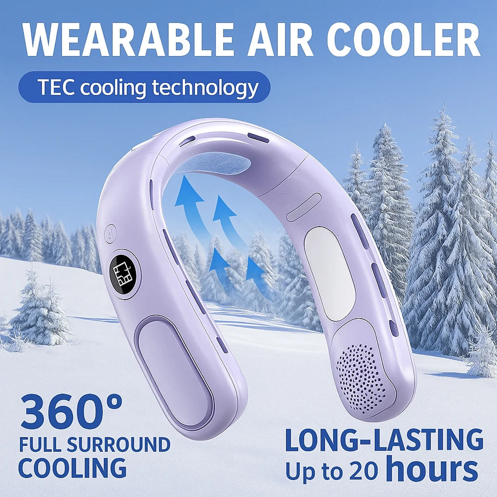 Bladeless Rechargeable Neck Fan With Semiconductor Cooling Technology