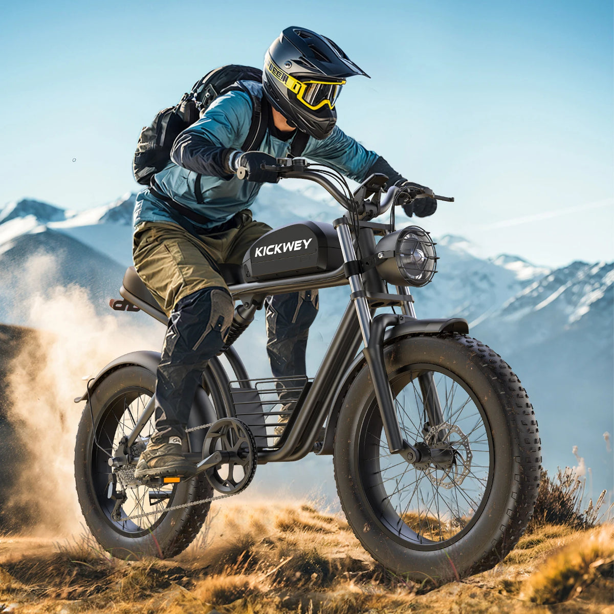 KICKWEY K7 3000W Dual Motor Electric Bike, 48V 23AH Long Range Full-Suspension Off-Road E-Bike, 7-Speed 20x4.0 Fat Tire All-Terrain Electric Bicycle for Mountain, Sand, Snow & Road