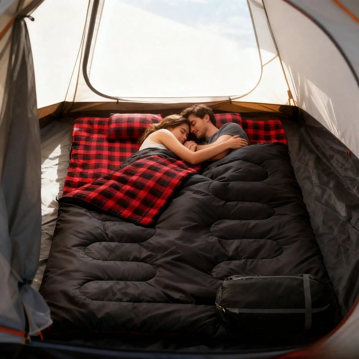 Double Camping Sleeping Bag With Two Pillows For Cold Weather