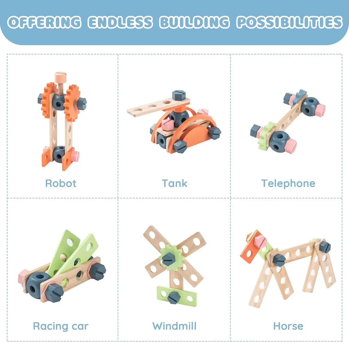 Robotime Kids Wooden Tool Bench Pretend Play Workshop Set