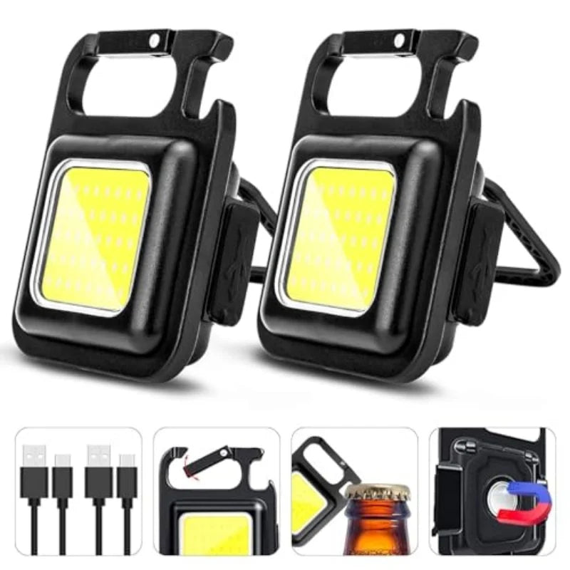 Rechargeable Mini Cob Keychain Flashlight With Magnet And Four Modes