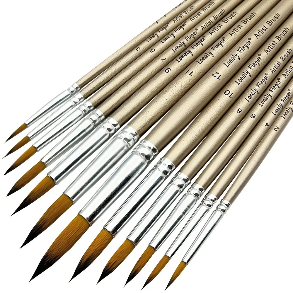 Lonely Finger 12 Piece Synthetic Nylon Artist Paint Brush Set