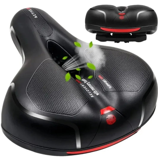Hollow Breathable Bike Seat Cushion Widened Soft Bicycle Saddle With Taillight for Mountain & Road Cycling