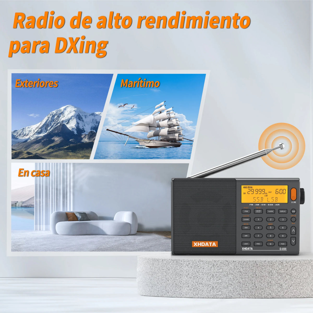 XHDATA D808 Portable Multiband AM FM MW Shortwave Radio Receiver