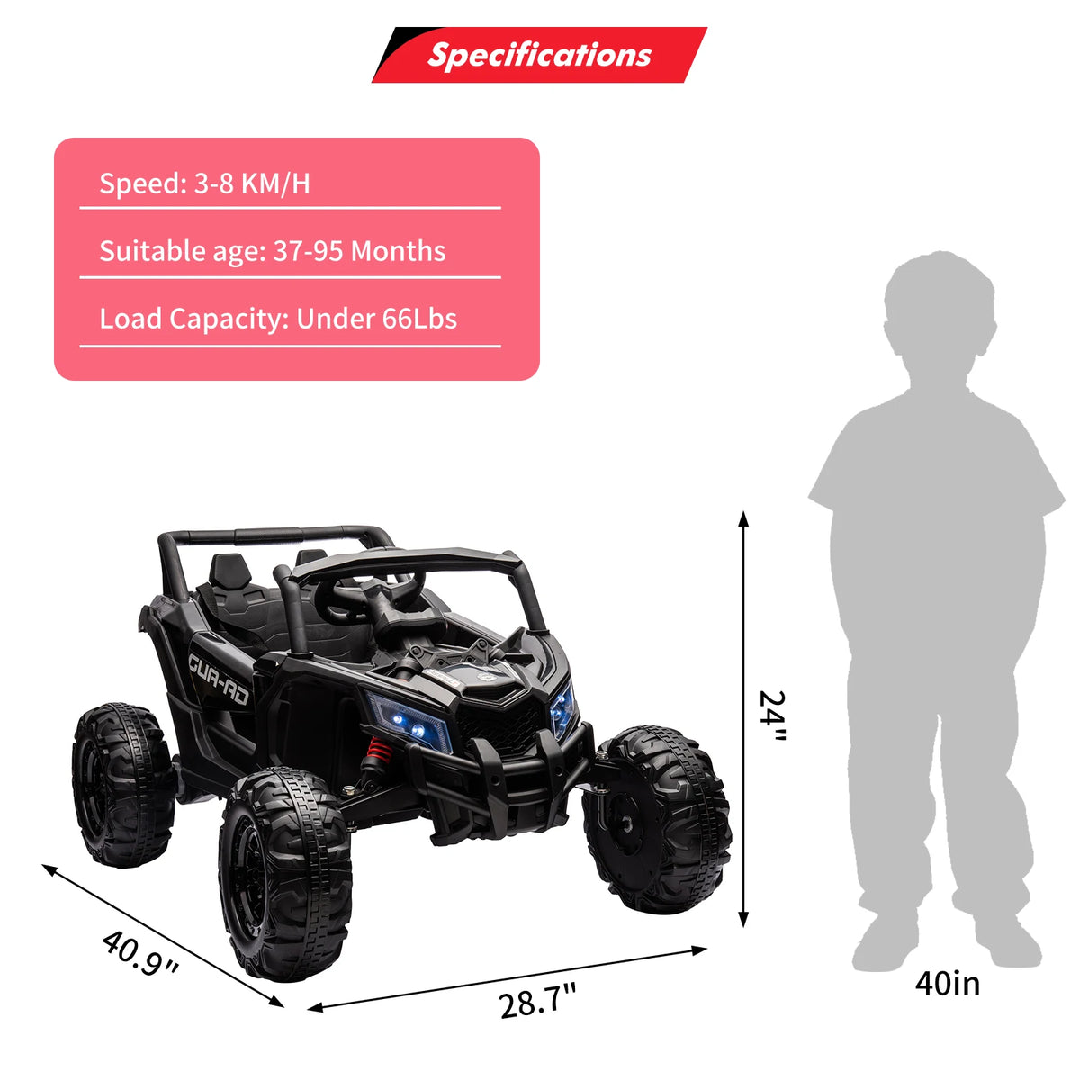 HiMISS Kids Ride On UTV With Remote Control And Dual Motor