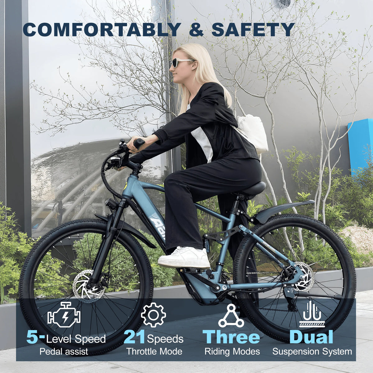750W Electric Mountain And City Bike With Shimano 21 Speed