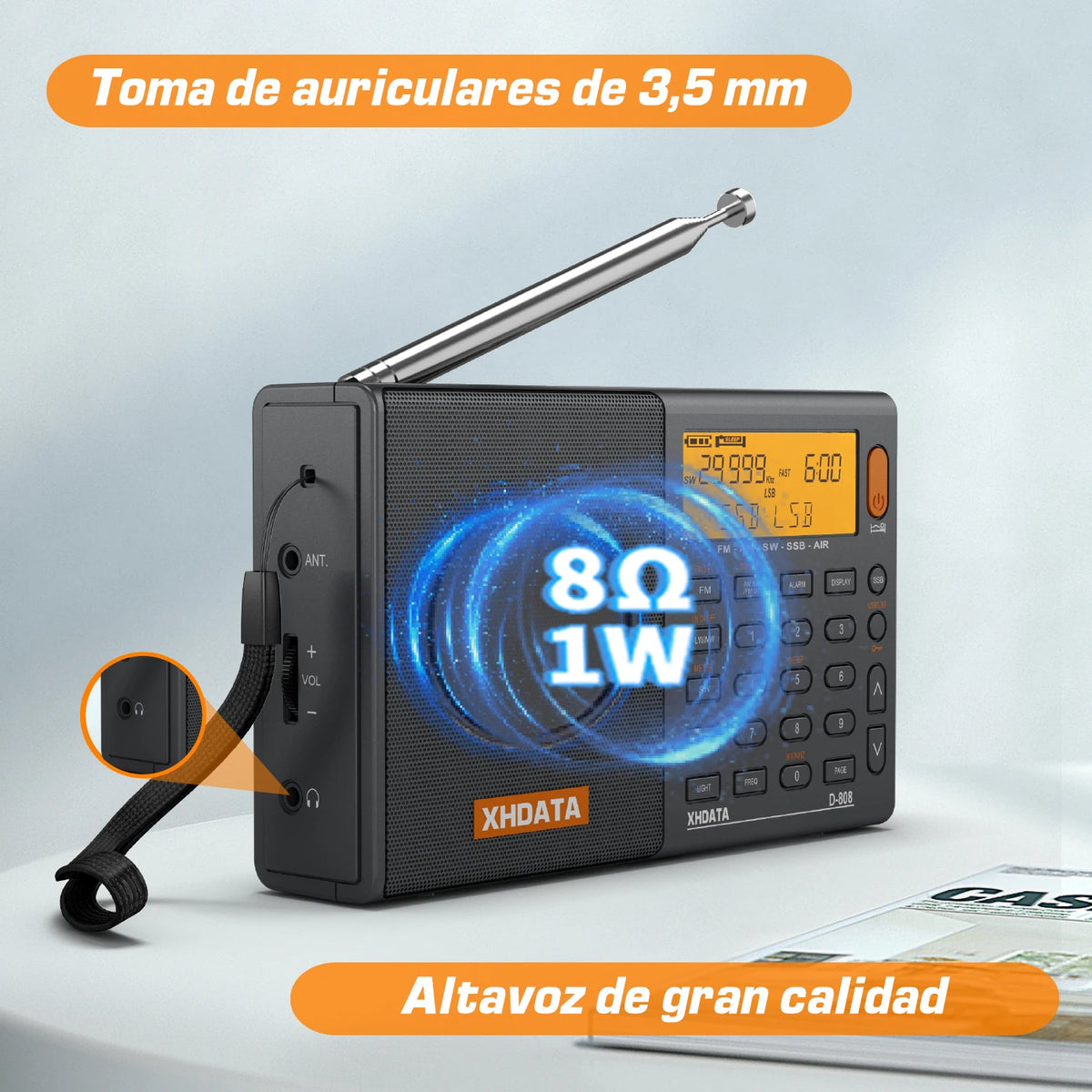 XHDATA D808 Portable Multiband AM FM MW Shortwave Radio Receiver
