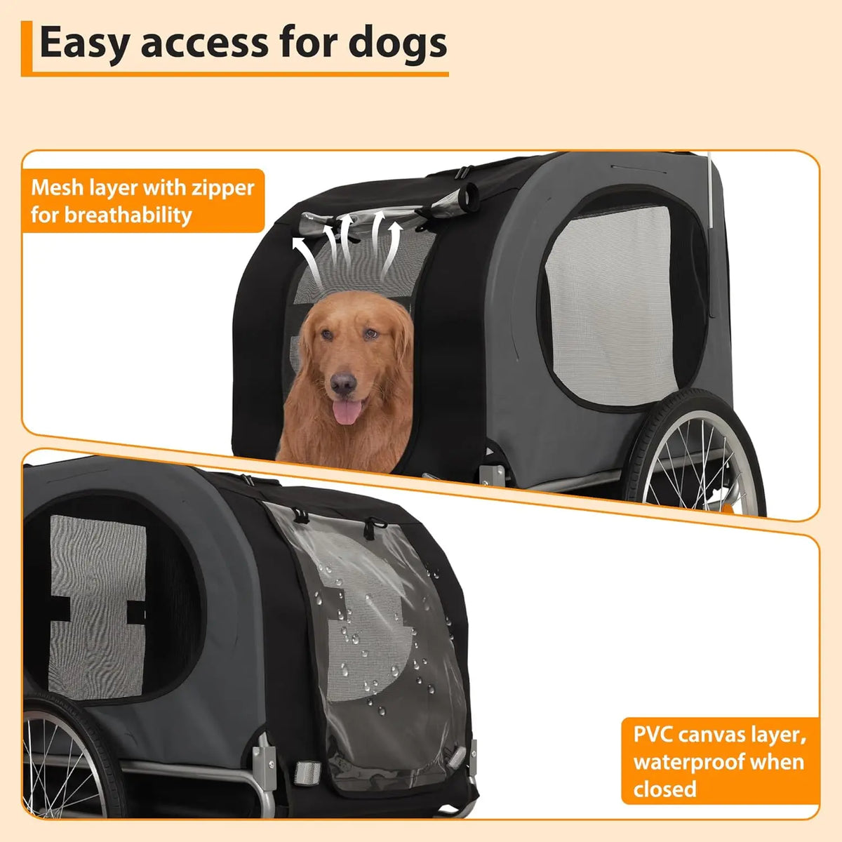 HiMISS Dog Bike Trailer And Jogging Stroller With Ventilated Cabin