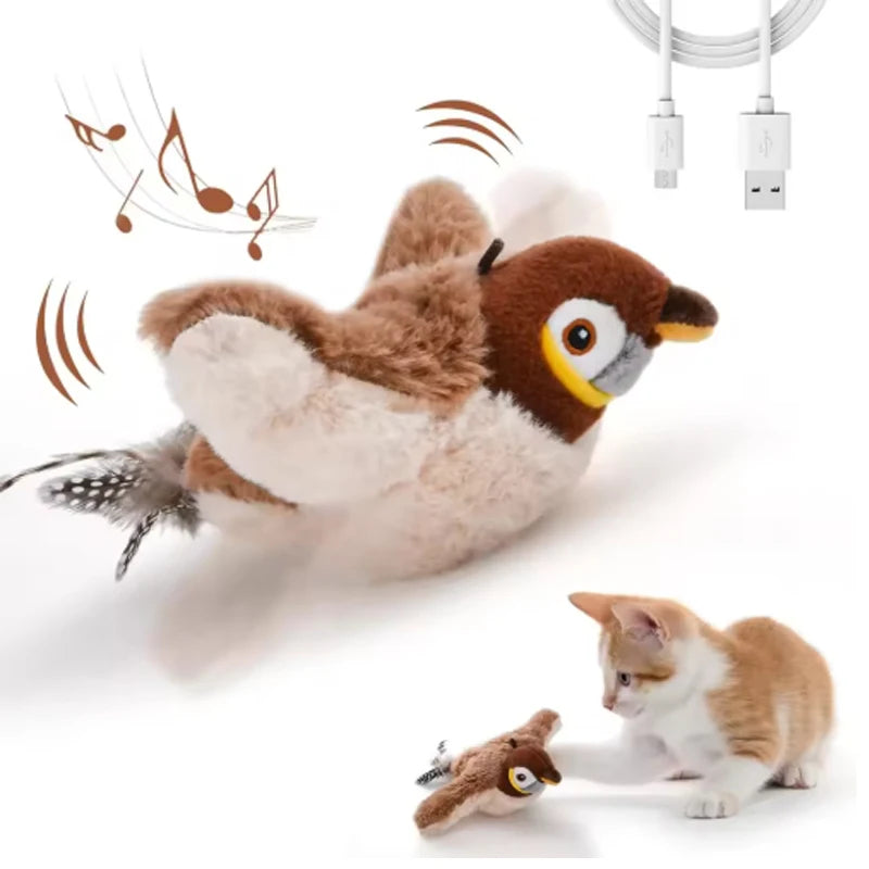 Interactive Chirping Plush Bird Toy For Pets And Cats
