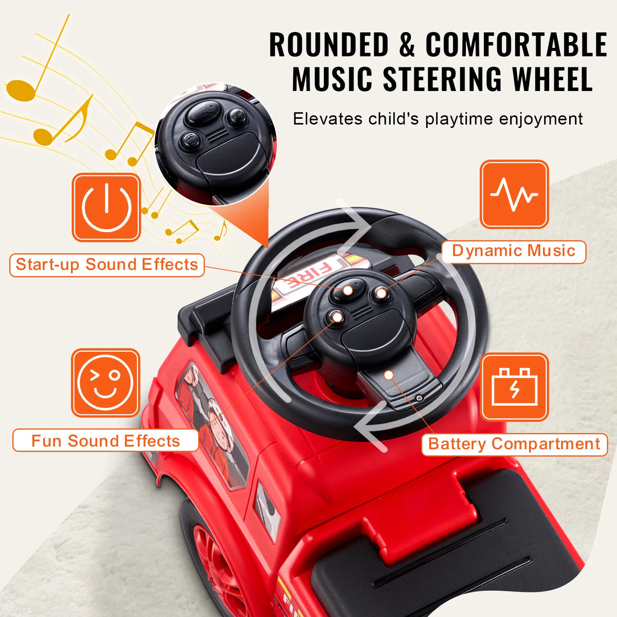 Succebuy Toddler Ride On Push Car Featuring Music Steering Wheel