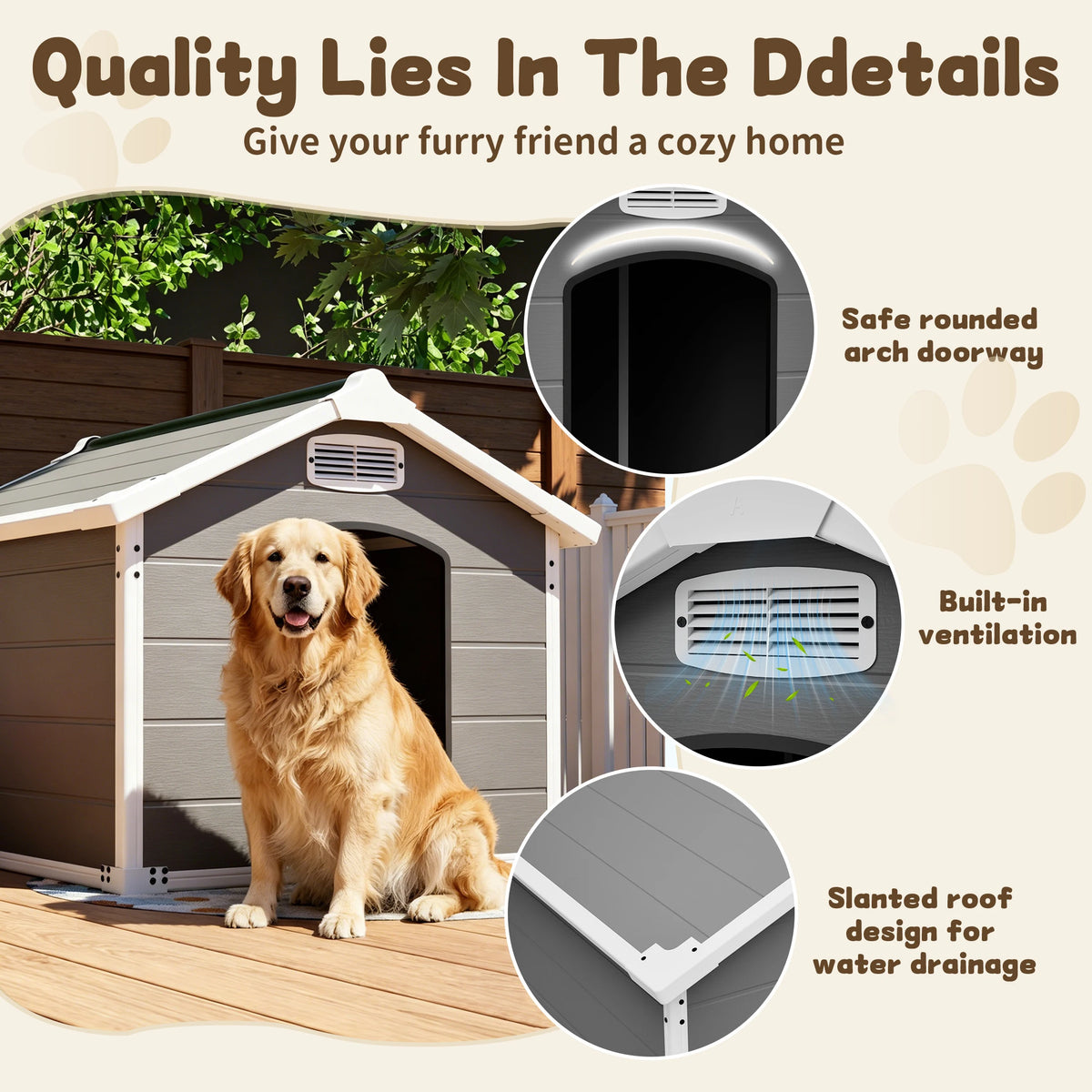 Heavy Duty Waterproof Large Dog House For Indoor Outdoor Use