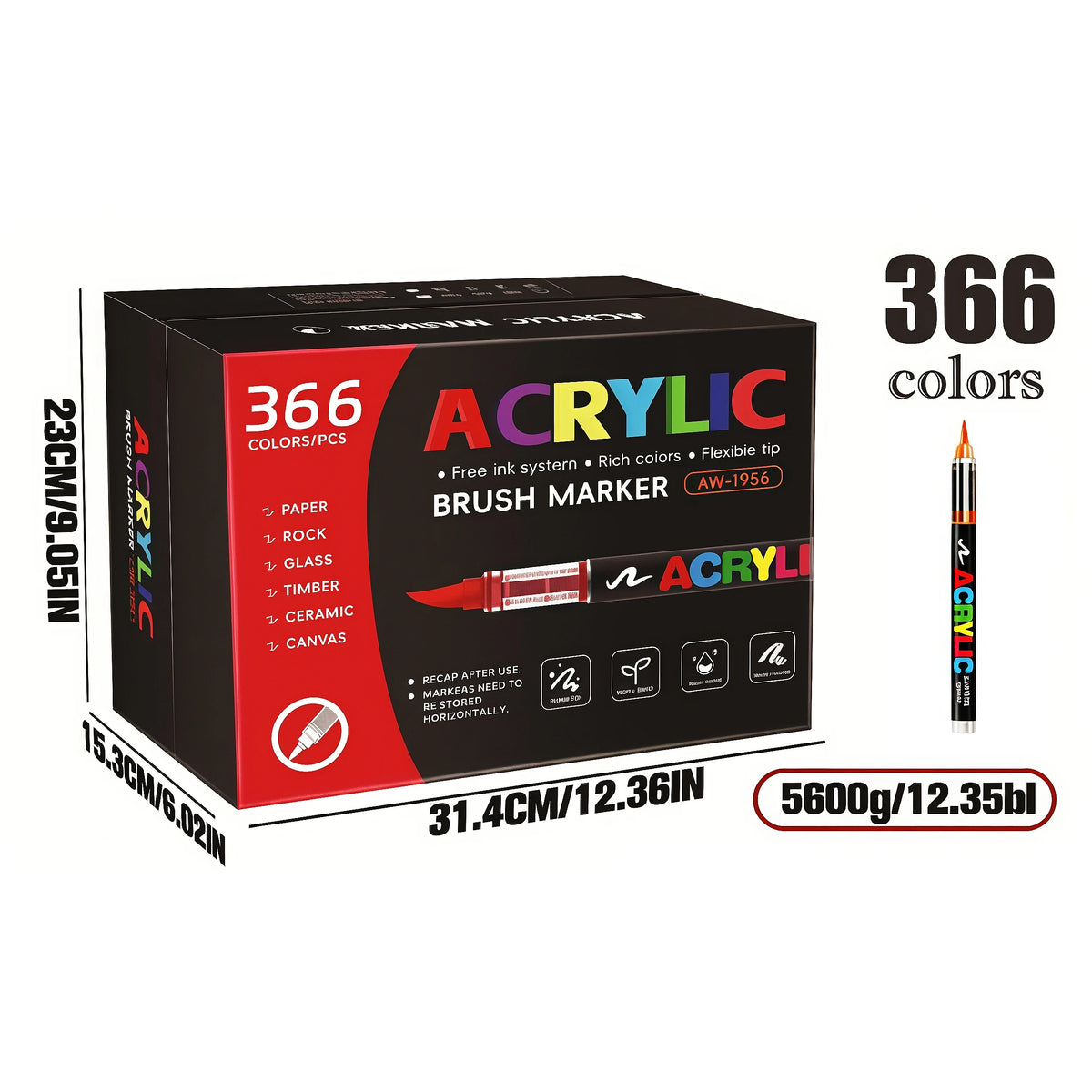 Acrylic Brush Markers for Fabric Rock Ceramic and DIY Crafts