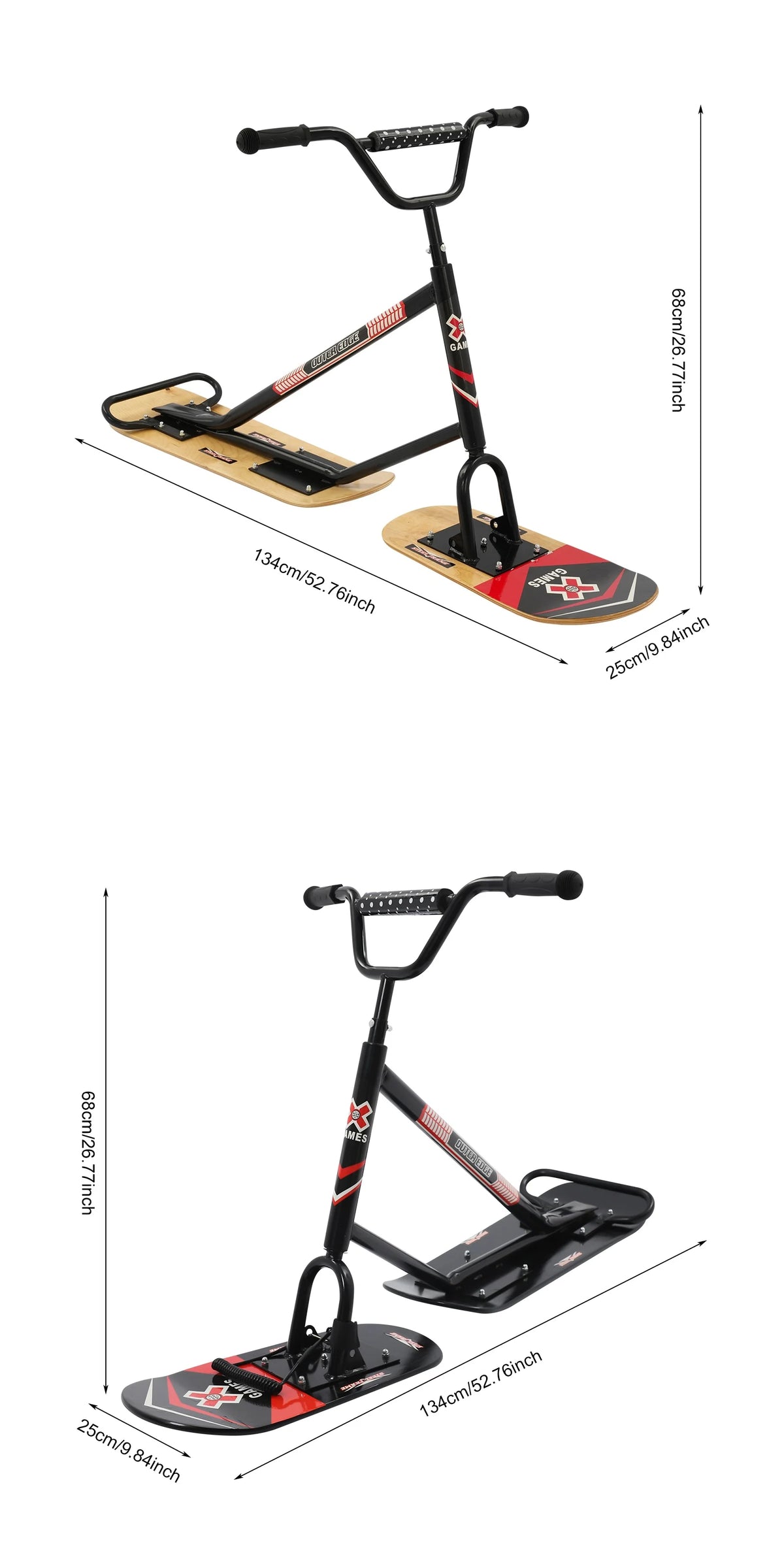 Snow Scooter With Dual Skis And 360 Degree Steering