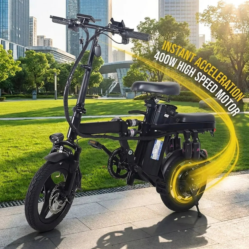 Folding Electric Bike With Rear Seat And Removable Battery