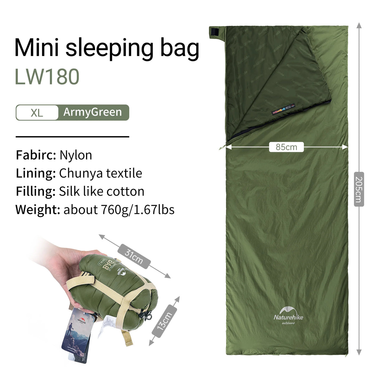 Naturehike Ultralight Envelope Sleeping Bag Camping Backpacking