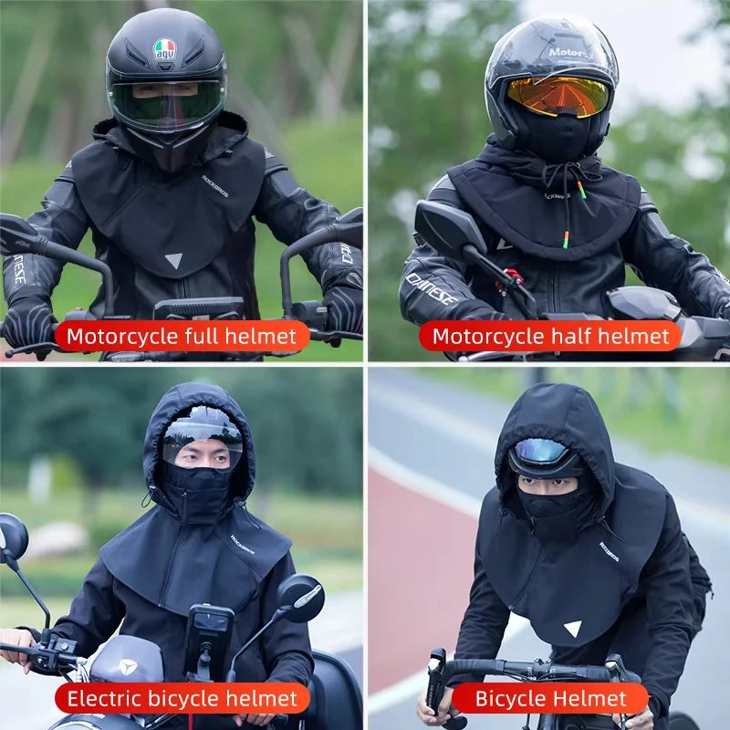 ROCKBROS Motorcycle Scooter Mask Winter Cycling Face Mask Women Men Hood Balaclava Warm Windproof Ski Mask Fleece Double Layer