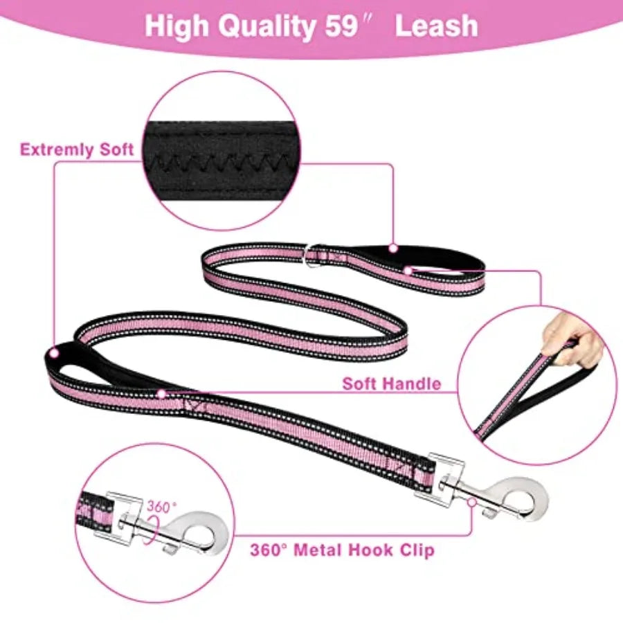 Reflective Nylon Dog Harness Collar And Leash Set No Pull Design
