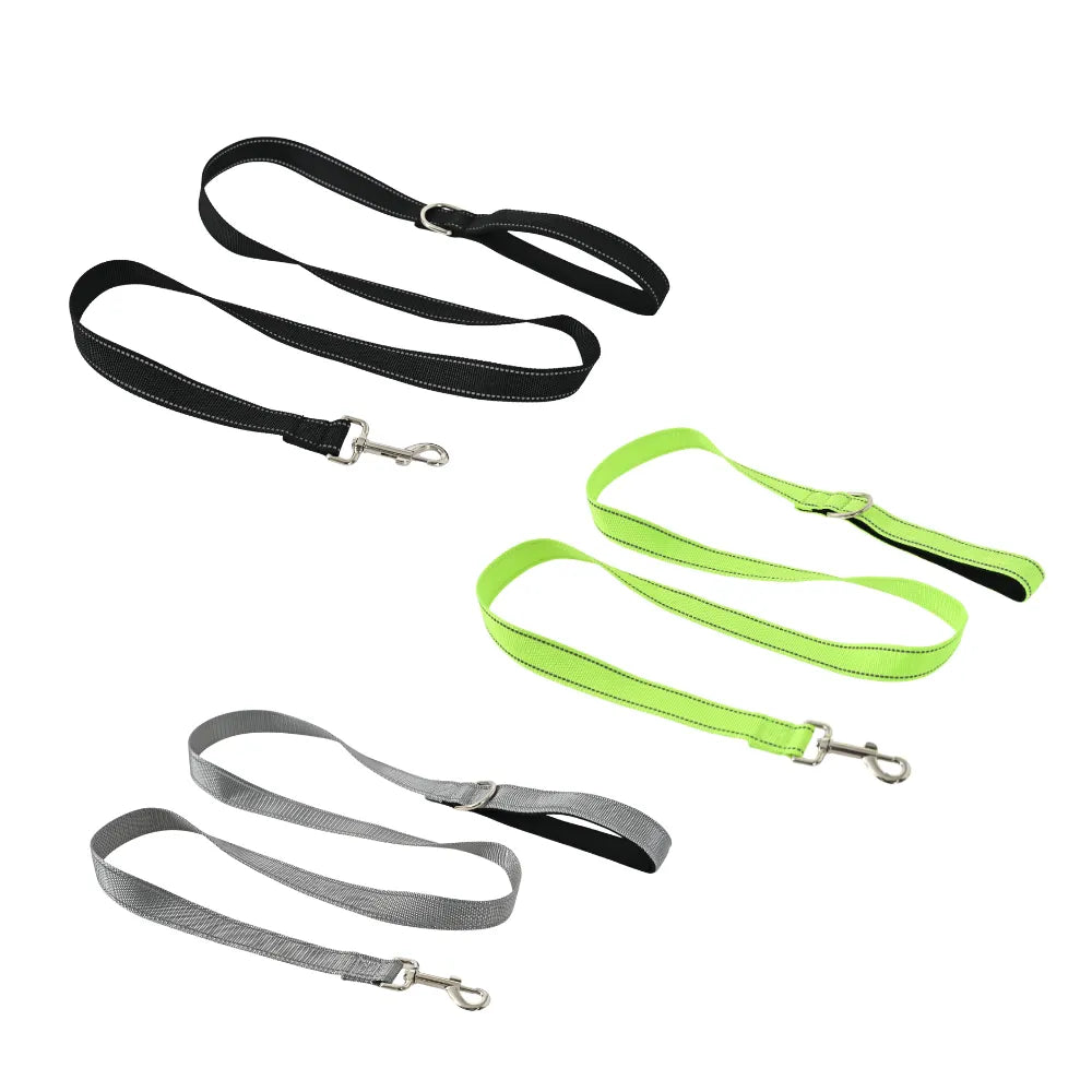 Reflective Double Sided Nylon Dog Leash With Padded Handle