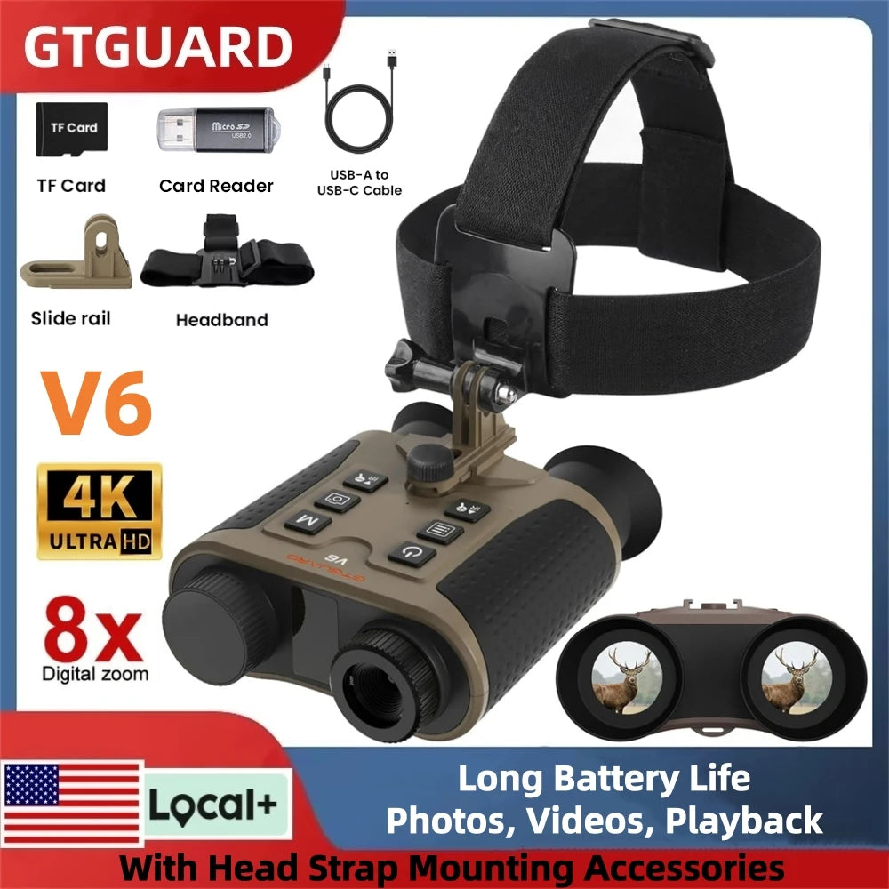 GTMEDIA V6 8X Digital Zoom Night Vision Head Mounted Goggles