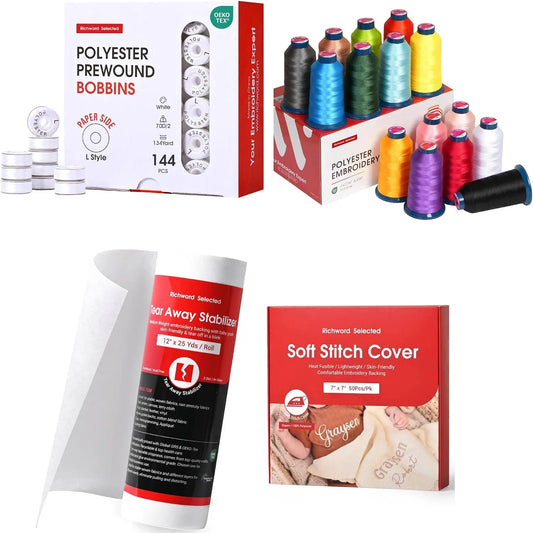 Richword Complete Embroidery Kit With Thread Bobbins And Stabilizer