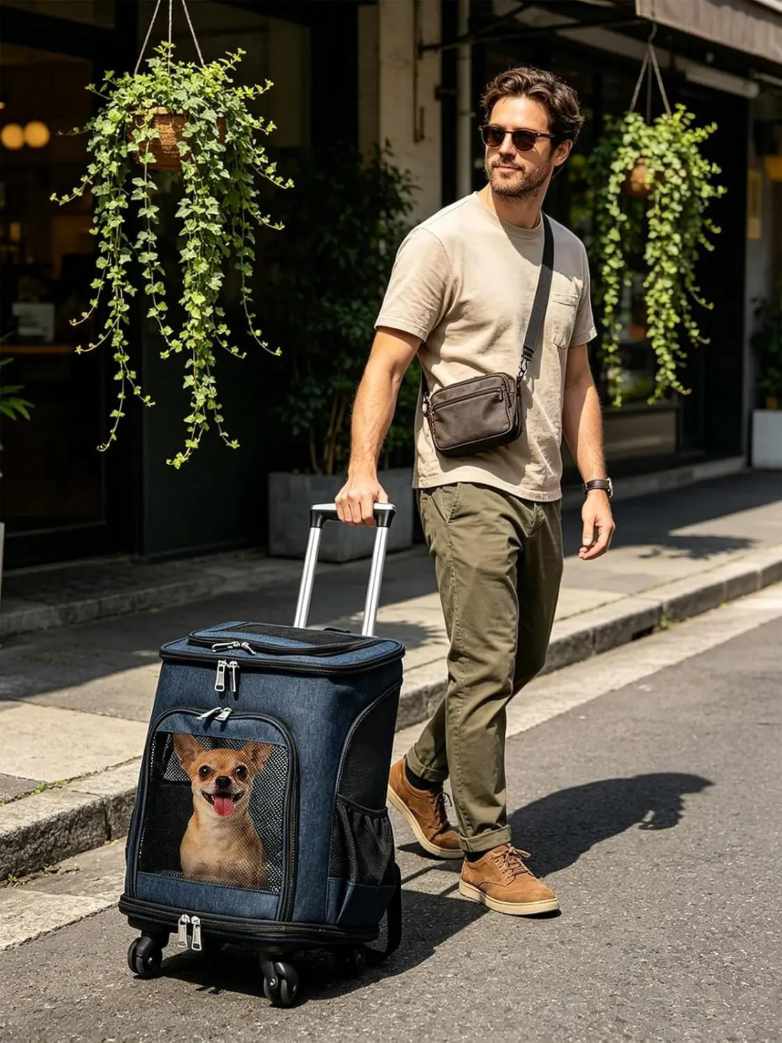 3-In-1 Wheeled Pet Carrier Backpack With Rolling Travel Convenience