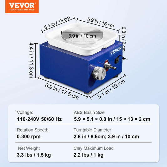 SucceBuy Mini Pottery Wheel Machine With Adjustable Speed And Basin