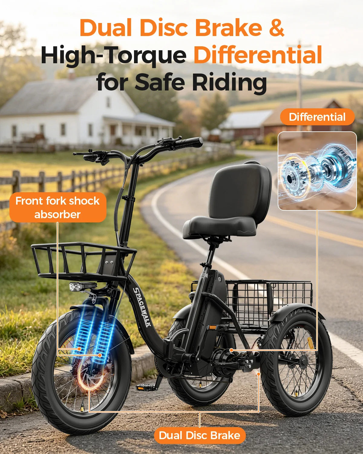Spacewalk 1200W Electric Trike With 60 Mile Range