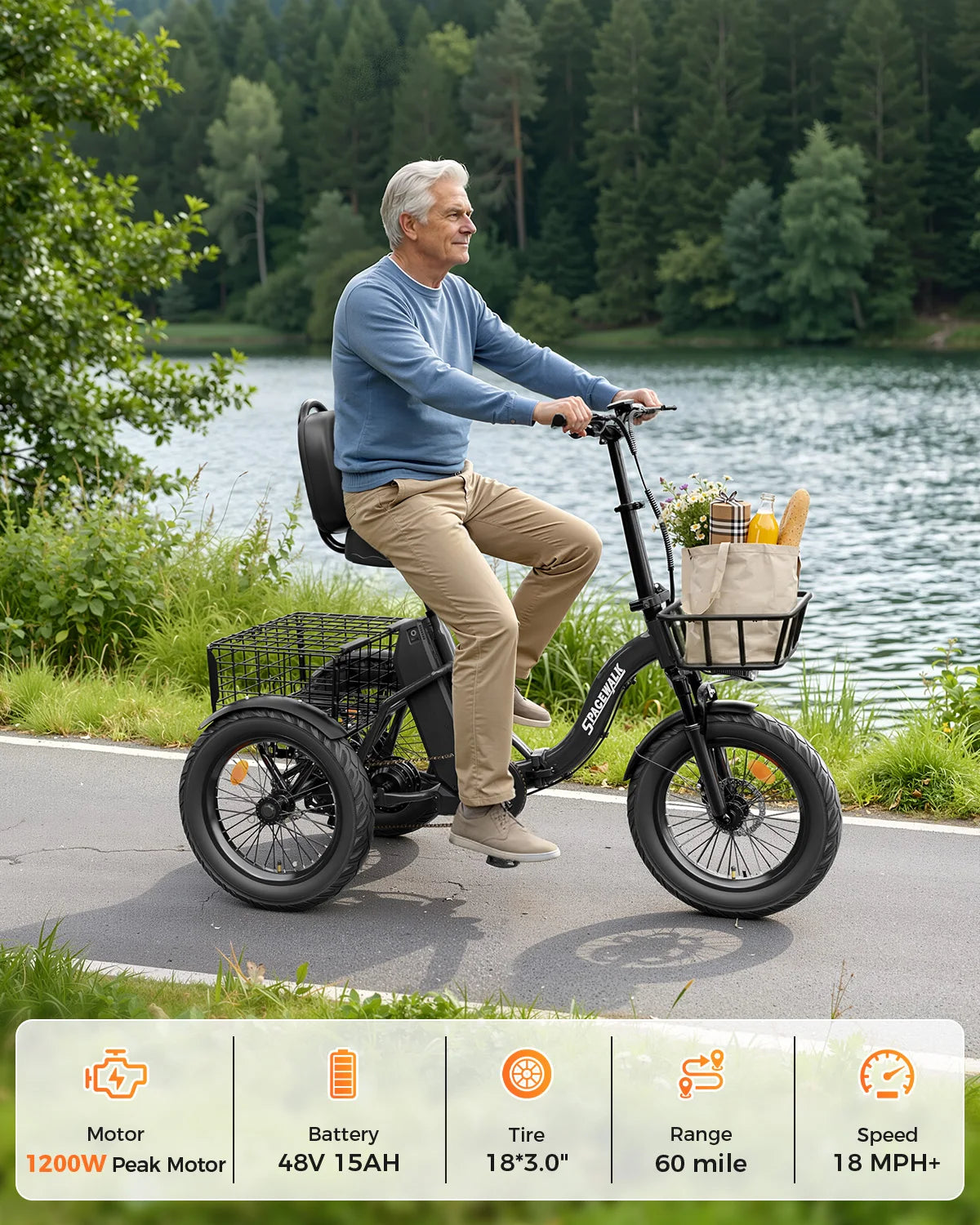 Spacewalk 1200W Electric Trike With 60 Mile Range
