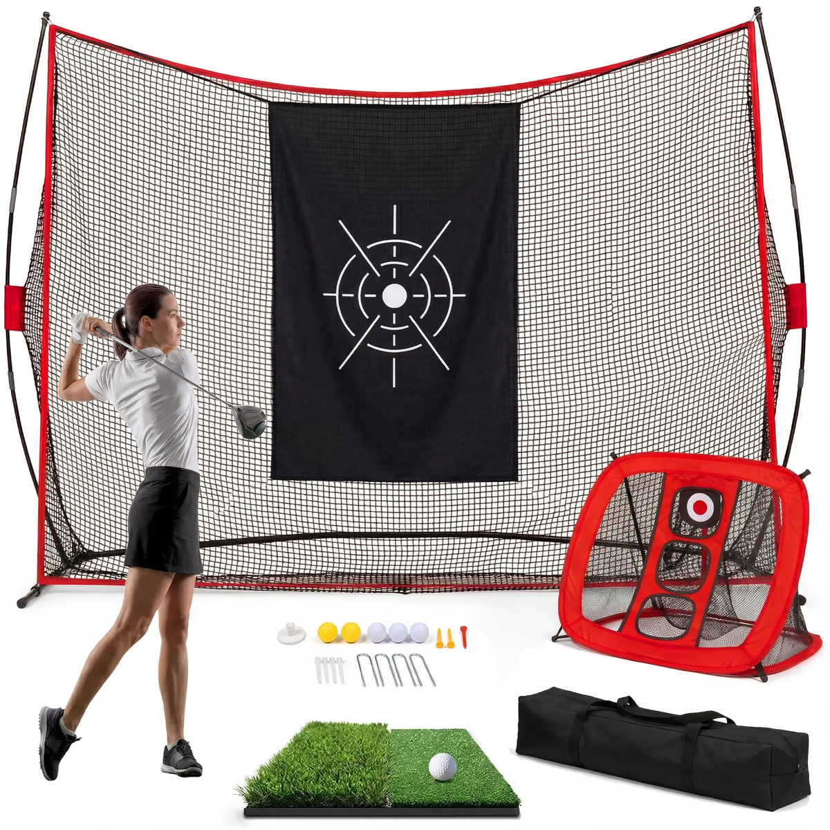 HiMISS Golf Practice Hitting Net With Turf Mat And Bag