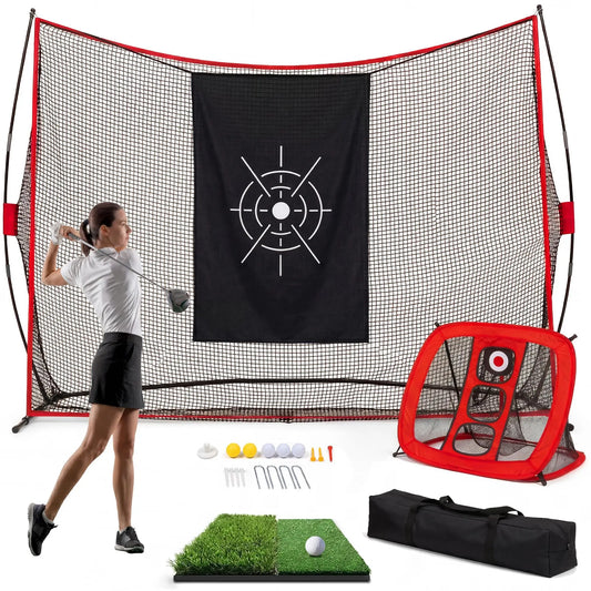HiMISS Golf Practice Hitting Net With Turf Mat And Bag