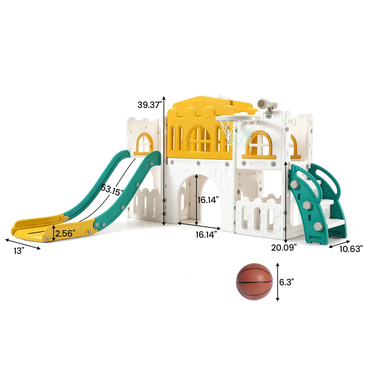 Toddler Indoor Playground Set With Slide And Basketball Hoop