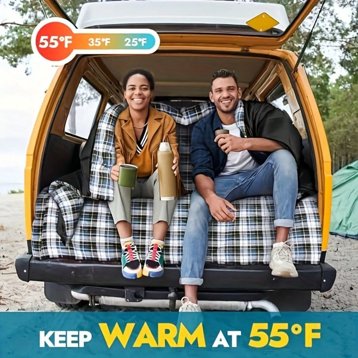 Double Camping Sleeping Bag With Two Pillows For Cold Weather