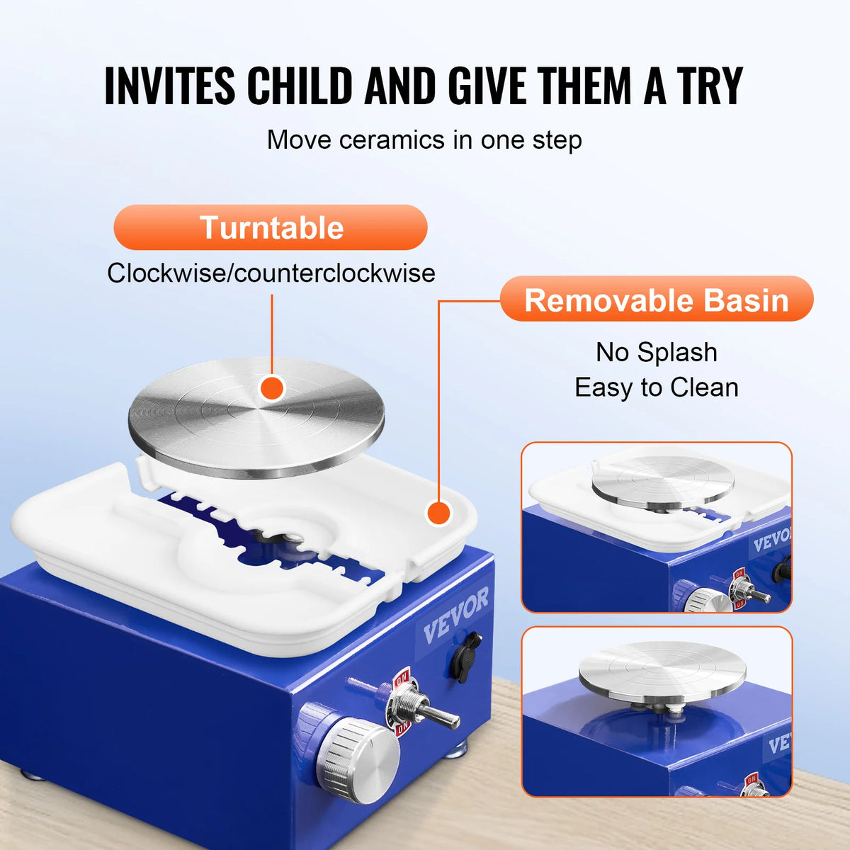 SucceBuy Mini Pottery Wheel Machine With Adjustable Speed And Basin