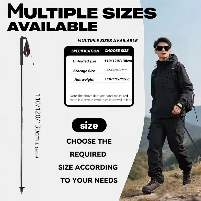 OKHEALING Carbon Fiber Foldable Trekking Poles Ultra Light Hiking Sticks