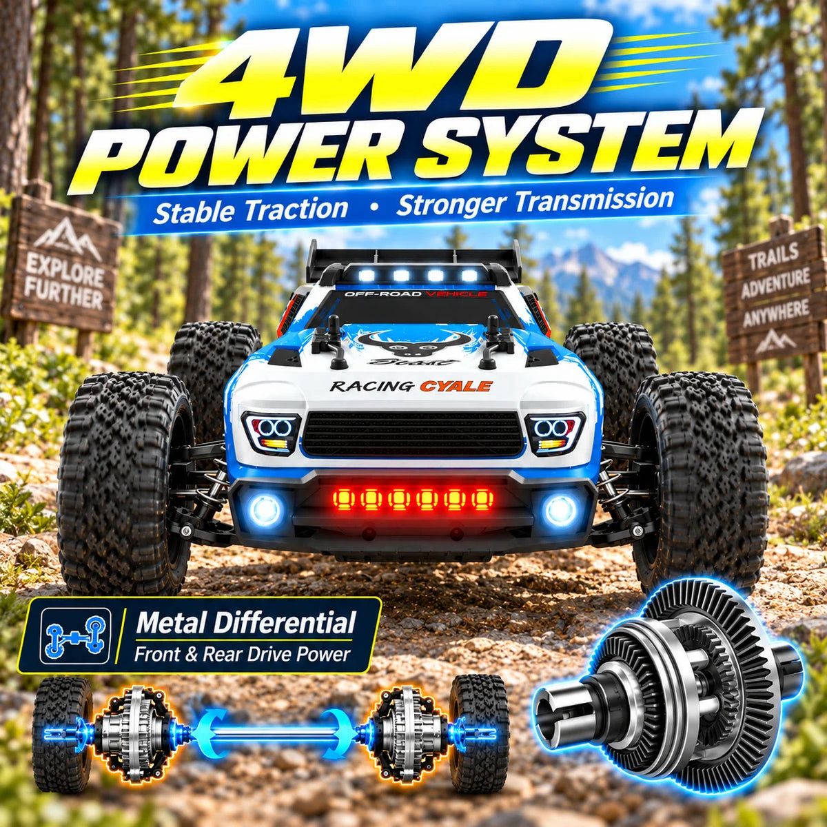 ZNLYRION Brushless RC Truck With Full Metal Gear Differential
