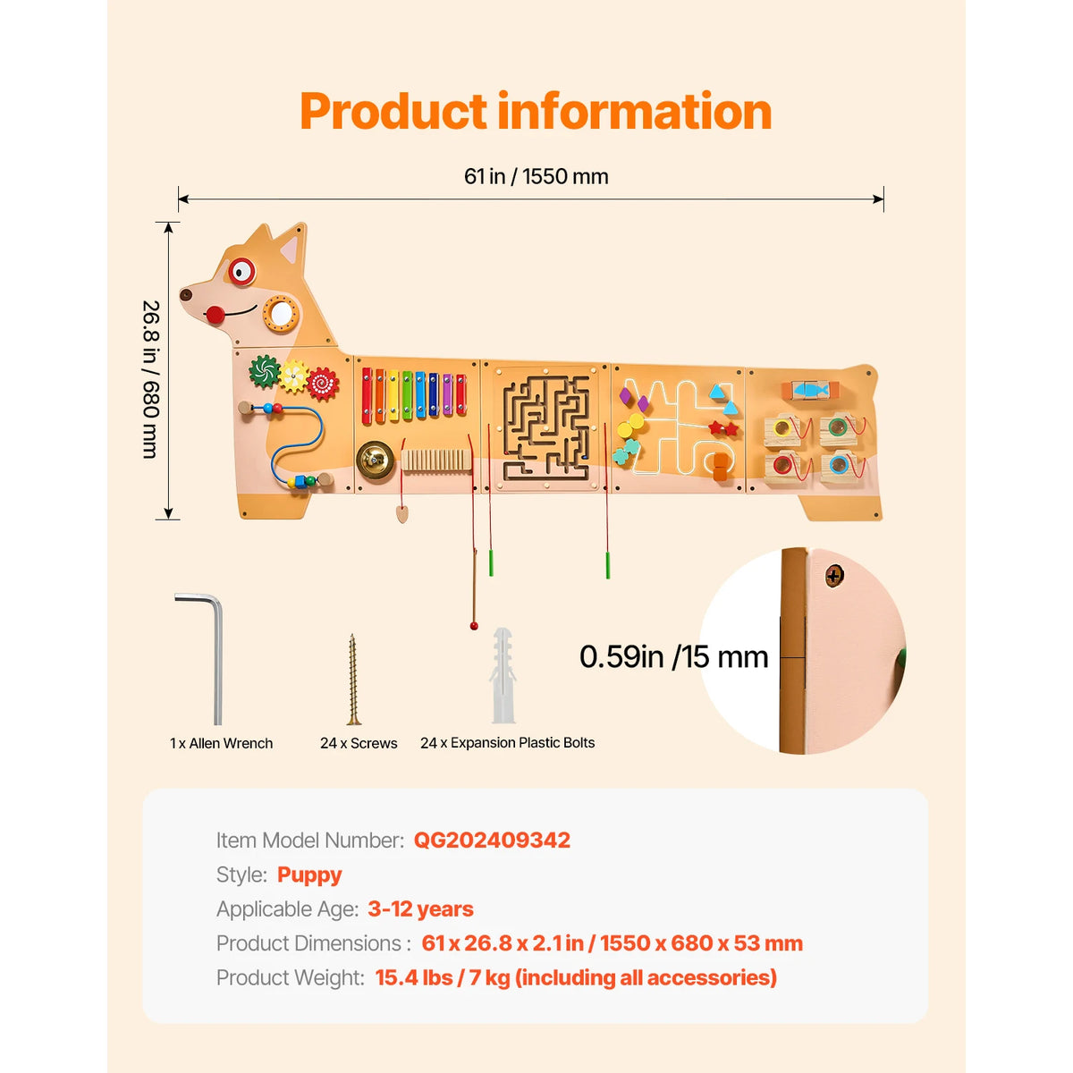 SucceBuy Montessori Activity Wall Panel For Kids Sensory Learning