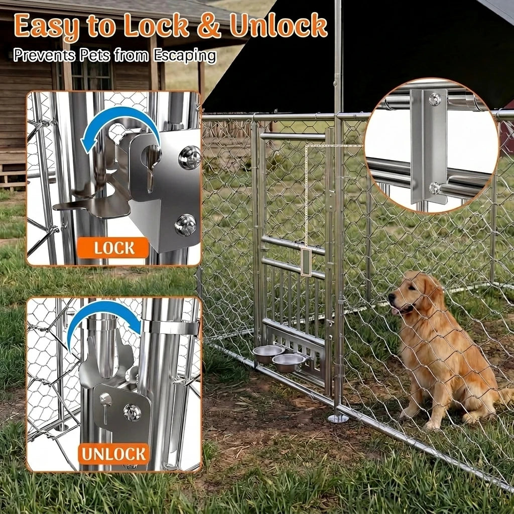 Heavy Duty Outdoor Dog Kennel Featuring Dual Entry Doors