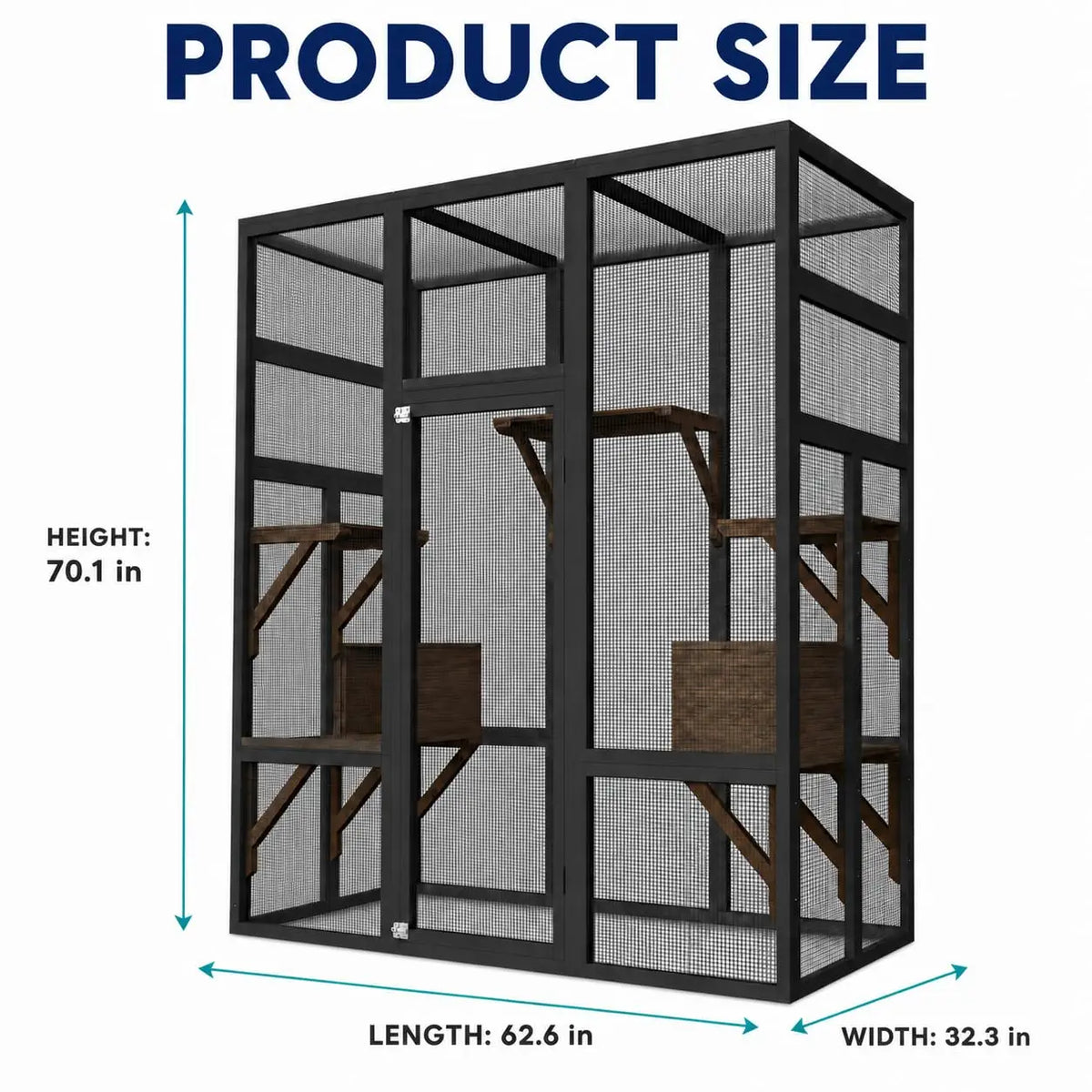 HiMISS Wooden Outdoor Catio Cat Enclosure With Weatherproof Roof
