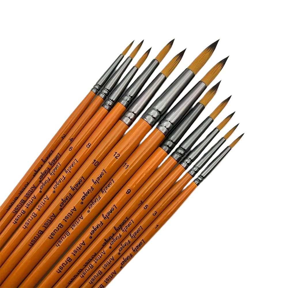 Lonely Finger 12 Piece Synthetic Nylon Artist Paint Brush Set